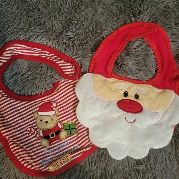 Infant Santa Christmas Bibs. - Picture 2 of 5